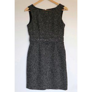 Gray Fitted Dress with Matching Belt